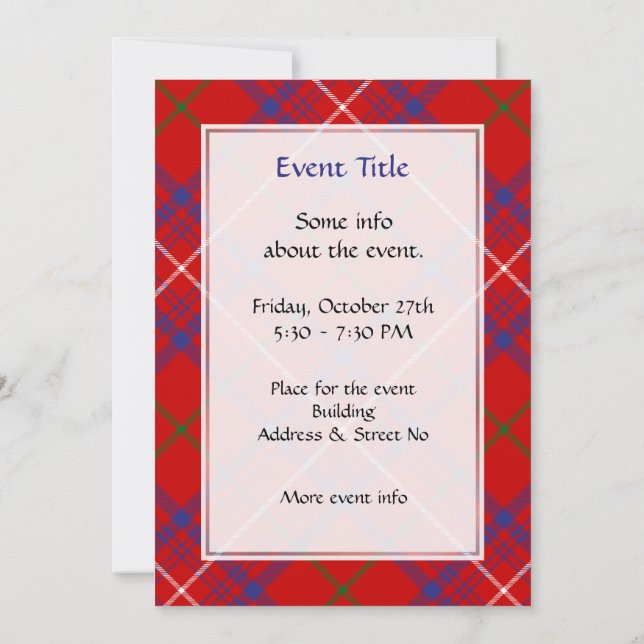 Invitación Clan Rosa Tartan (Reverso)
