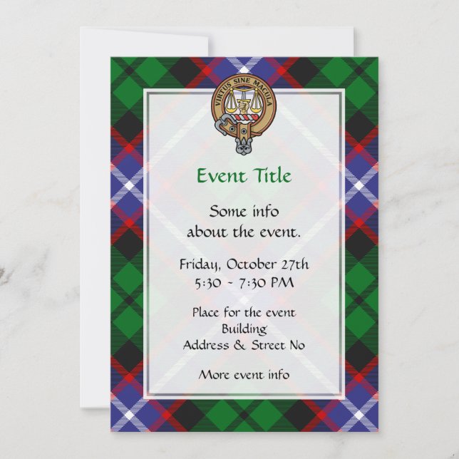 Invitación Clan Russell Cresta sobre Tartán (Anverso)