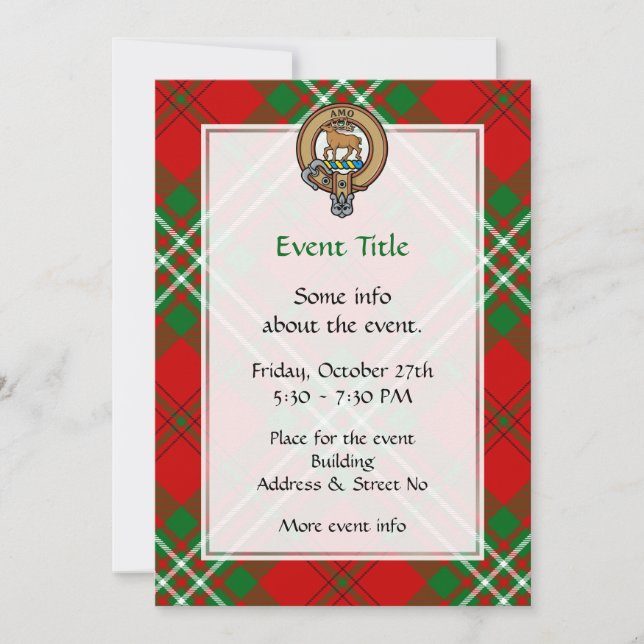 Invitación Clan Scott Escudo sobre Red Tartán (Anverso)