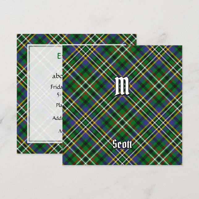 Invitación Clan Scott Green Tartan (Anverso / Reverso)
