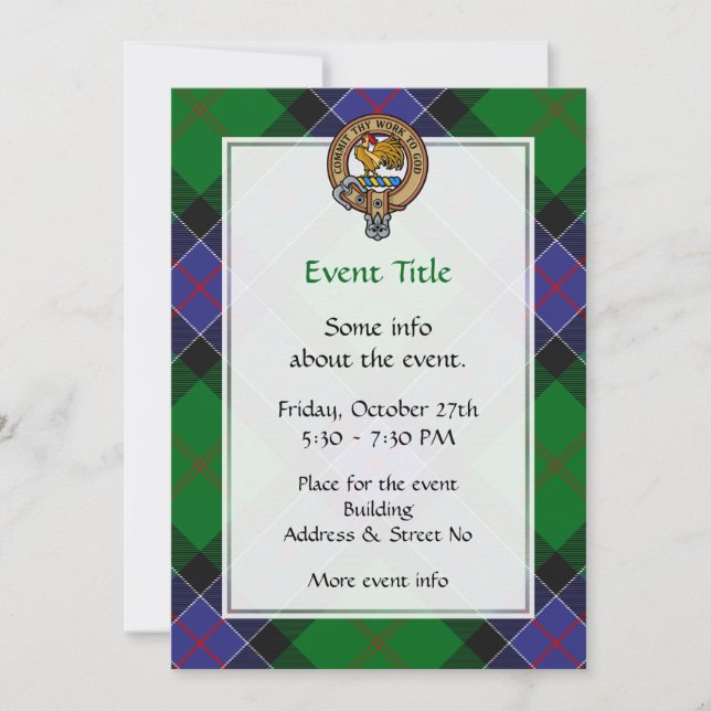 Invitación Clan Sinclair Escudo sobre la caza de tartán (Anverso)