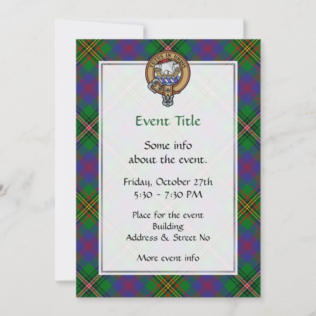 Invitación Clan Wood Escudo sobre Tartán (Anverso)