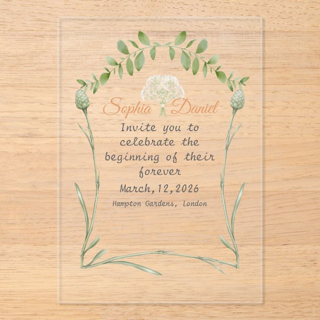 invitación clara de boda acrílica (Anverso)