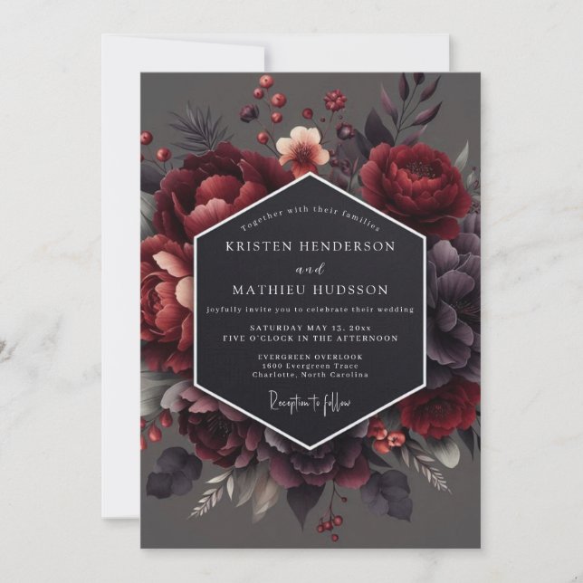 Invitación Claret Chiaroscuro Bloom Boda (Anverso)