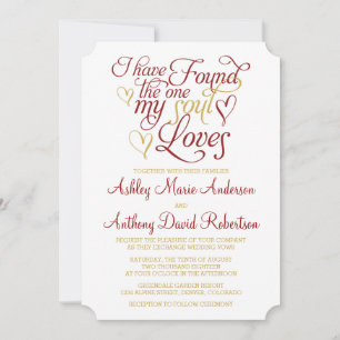 Invitación Claret Gold Soul ama al Boda del corazón