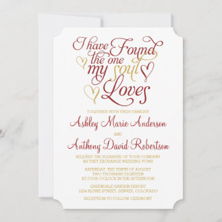 Invitación Claret Gold Soul ama al Boda del corazón