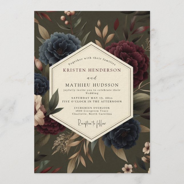 Invitación Claret Indigo Rembrandt Wedding (Anverso)