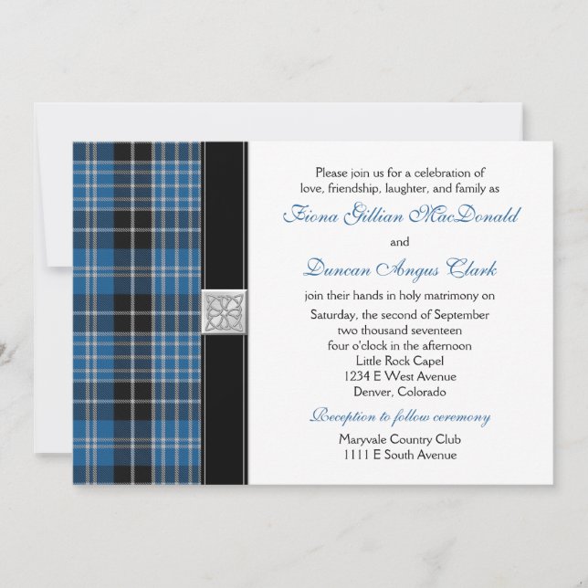 Invitación Clark Tartan Wedding Invitation (Anverso)
