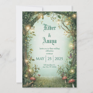 Invitación Claro de bosque de cuento de hadas caprichoso y br