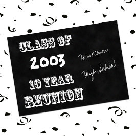 Invitación Clase 10 de Año Reunión Cartón Negro