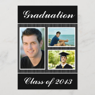 Invitación Clase 2013 de foto rayada negra de la graduación 3