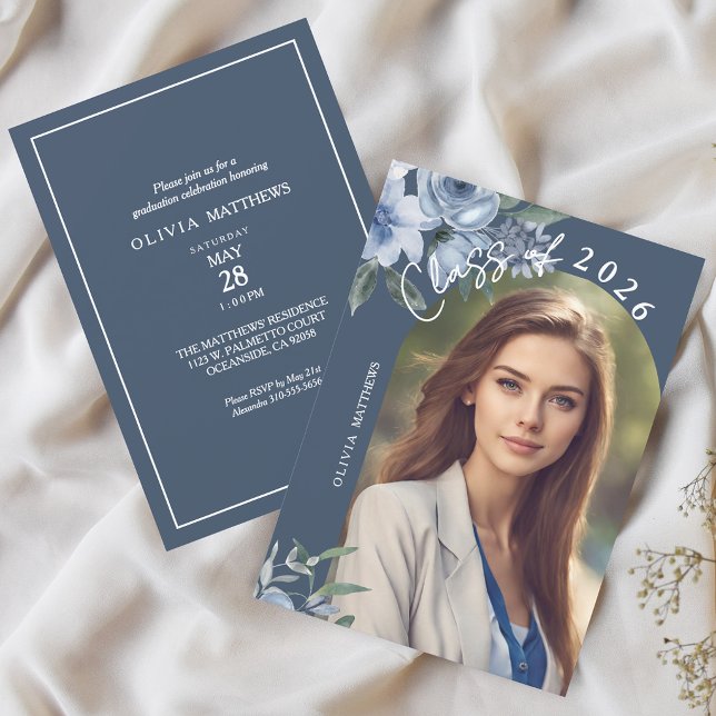 Invitación Clase 2026 Rosa Azul Polvoriento Personalizada con (Subido por el creador)