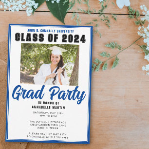 Invitación Clase azul de 2025 Foto Partido de graduación mode