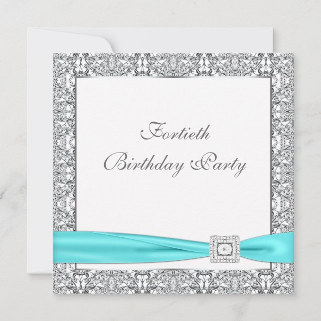 Invitación Clase Azul Turquesa Cumpleaños 40 (Anverso)