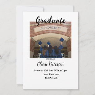 Invitación clase blanca negra clásica añada graduación de sch