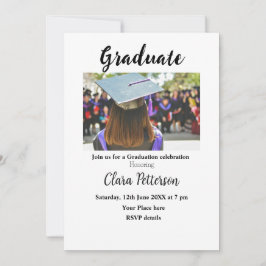 Invitación clase blanca negra clásica añada graduación de sch