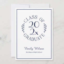 Invitación Clase Chic De 2026 Fiesta De Graduación Blanca Mar