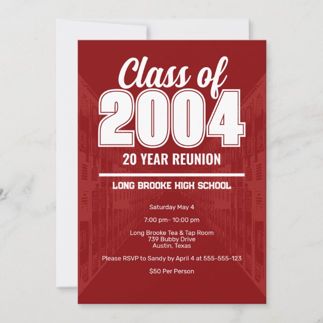 Invitación Clase de 2004 20 años de escuela secundaria (Anverso)