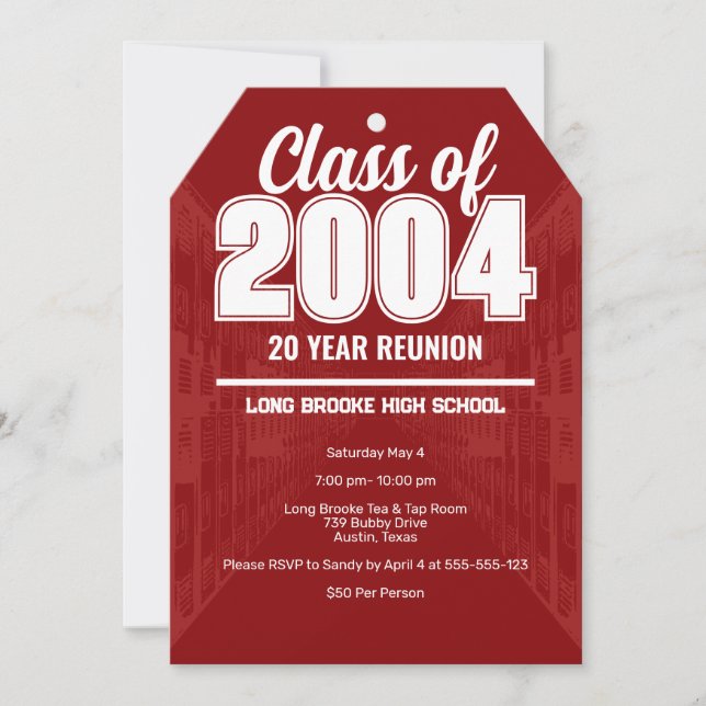 Invitación Clase de 2004 20 años de escuela secundaria (Anverso)