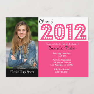 Invitación Clase de 2012 DESPLIEGUE de graduación rosa para 2