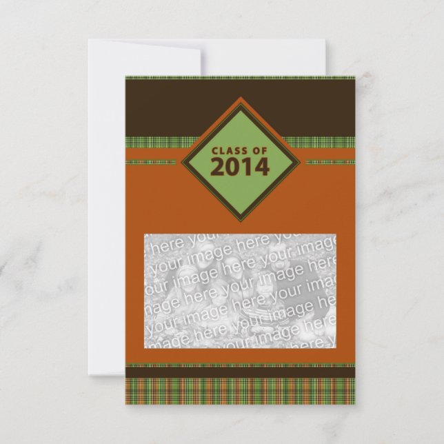 Invitación clase de 2014 : grad plaid (Anverso)