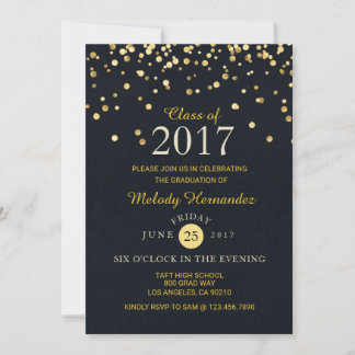 Invitación Clase de 2017 Purpurina de oro Sparkle Confetti in