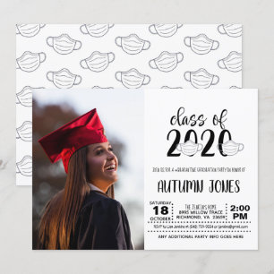 Invitación Clase de 2020 Facemask with Photo