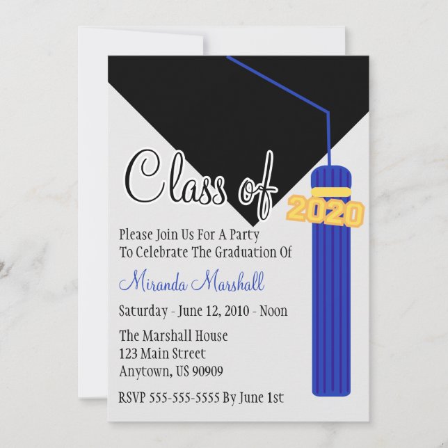 Invitación Clase De 2020 Invitado A La Graduación De Tassel ( (Anverso)