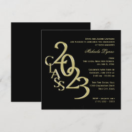 Invitación Clase de 2023 Elegante Oro y Negro