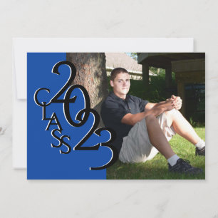 Invitación Clase de 2023 Fotograduación Azul y Negro