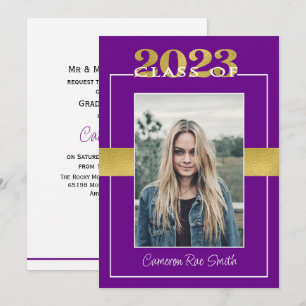 Invitación Clase de 2023 Partido de Graduación Púrpura y Oro
