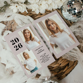 Invitación Clase de 2023 | Tres Fiestas de Rubor Pink Grad