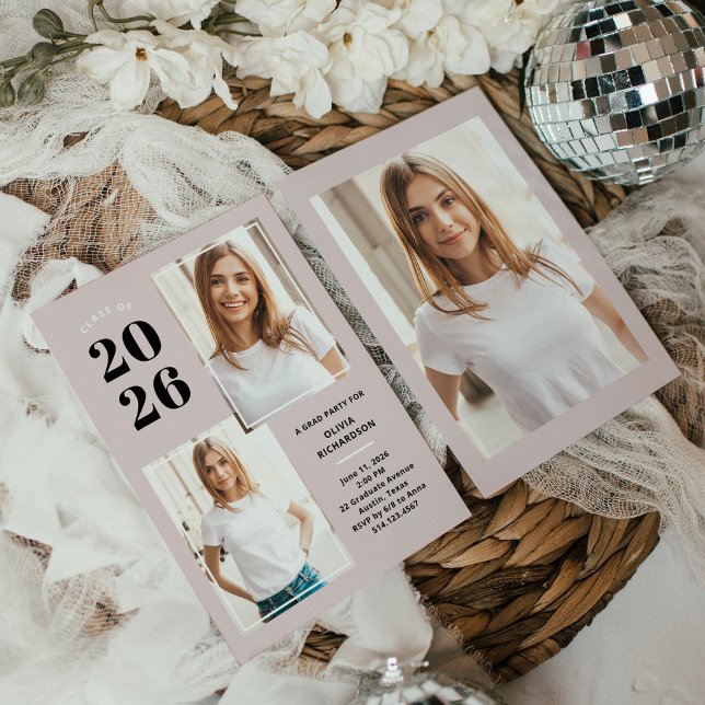 Invitación Clase de 2023 | Tres Fiestas de Rubor Pink Grad (Subido por el creador)