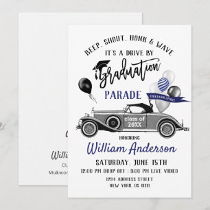 Invitación Clase de 2024 DRIVE BY Graduation Party Invitation