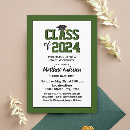 Invitación Clase de 2024 Elegante Graduación Verde Forestal