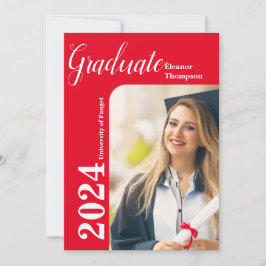 Invitación Clase de 2024 Grad: Foto moderna en blanco y negro