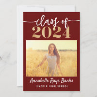 Clase de 2024 Script Maroon Printable