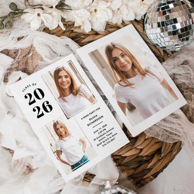 Invitación Clase de 2025 | Fiesta de Grado Blanco y Negro (Subido por el creador)