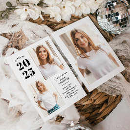 Invitación Clase de 2025 | Fiesta de Grado Blanco y Negro