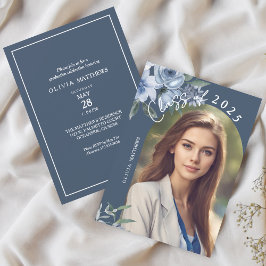 Invitación Clase de 2025 Foto de Personalizado de Rosa azul t
