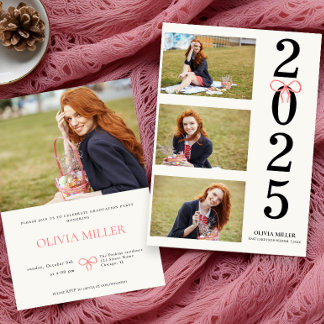 Invitación Clase de 2025 Graduación Foto fiesta moderno senio