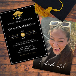 Invitación Clase de 2025 "Lo hice" Foto Graduada