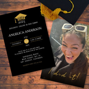 Invitación Clase de 2025 "Lo hice" Foto Graduada