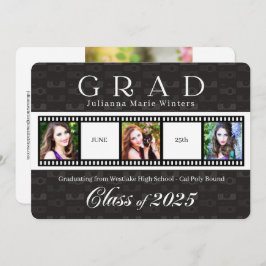 Invitación Clase de 2025 Película de graduación Strip Tema 3 