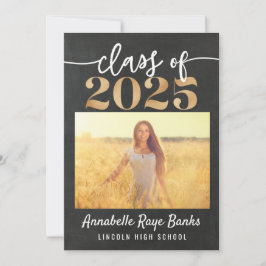 Invitación Clase de 2025 Script Gray Chalk Printable