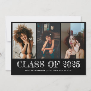 Invitación Clase de 2025 Typography Graduate Photo Black
