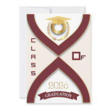 Clase de 2026 Burgundy & Gold Graduación Editable