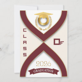 Invitación Clase de 2026 Burgundy & Gold Graduación Editable