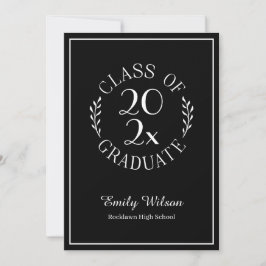 Invitación Clase de 2026 Fiesta de Graduación Chic Negra