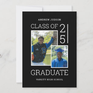 Invitación Clase de 2026 Foto Bio Negro y Blanco Casa Abierta